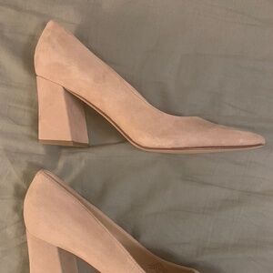 Marc Fisher nude suede heels
